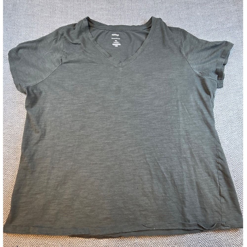 Sonoma Goods for Life The Everyday Tee XL Olive Green V-Neck Cotton Slub T-Shirt